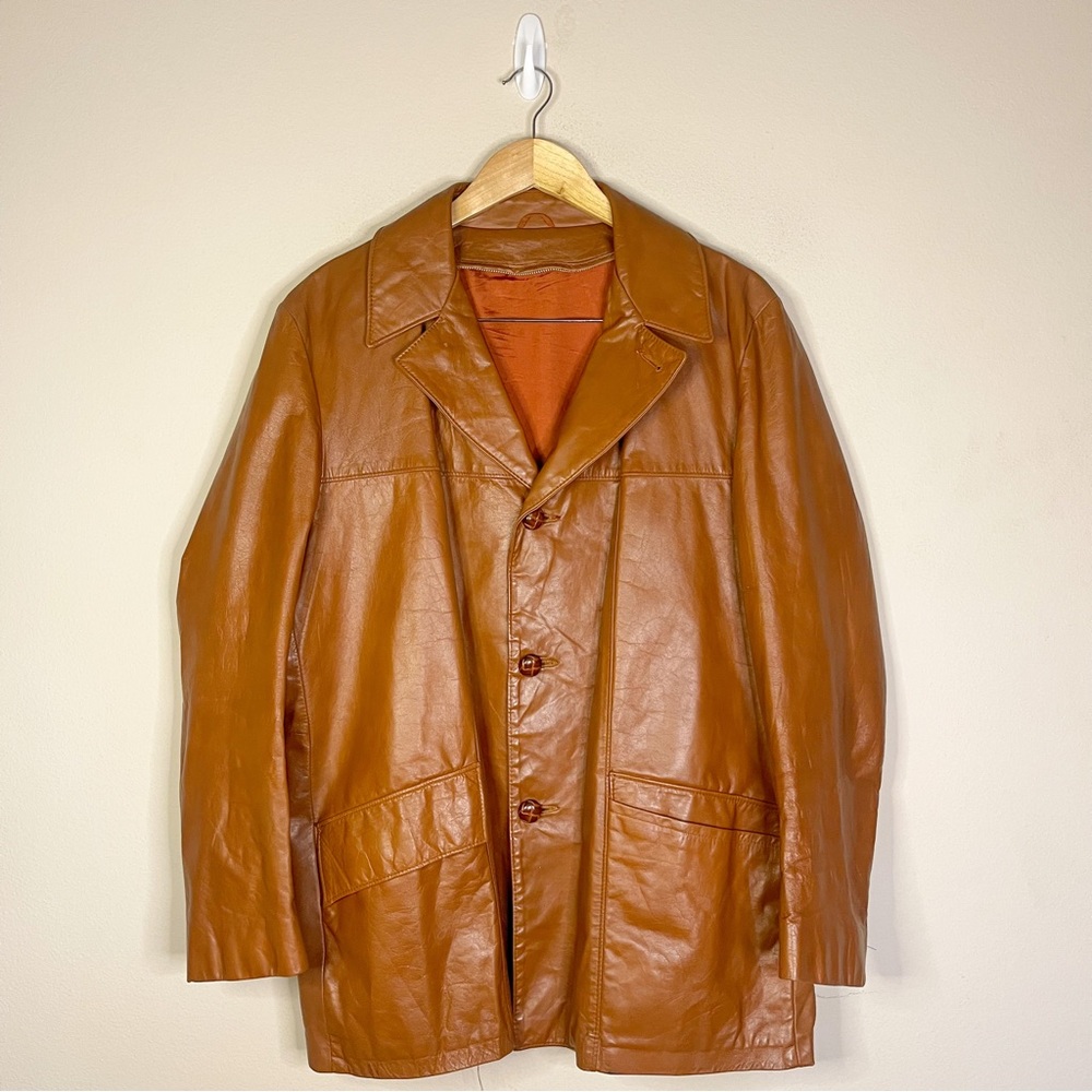 Vintage Genuine Leather Cognac Leather Jacket